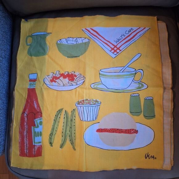 Vera Neumann Walt’s Cafe FOUR Cloth Napkins Table Linens Vintage Kitsch Decor - Picture 15 of 16